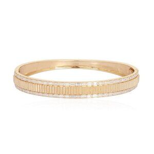 Baguette Round Diamond 14K (or 18k upon request) Gold Layered Bangle Bracelet